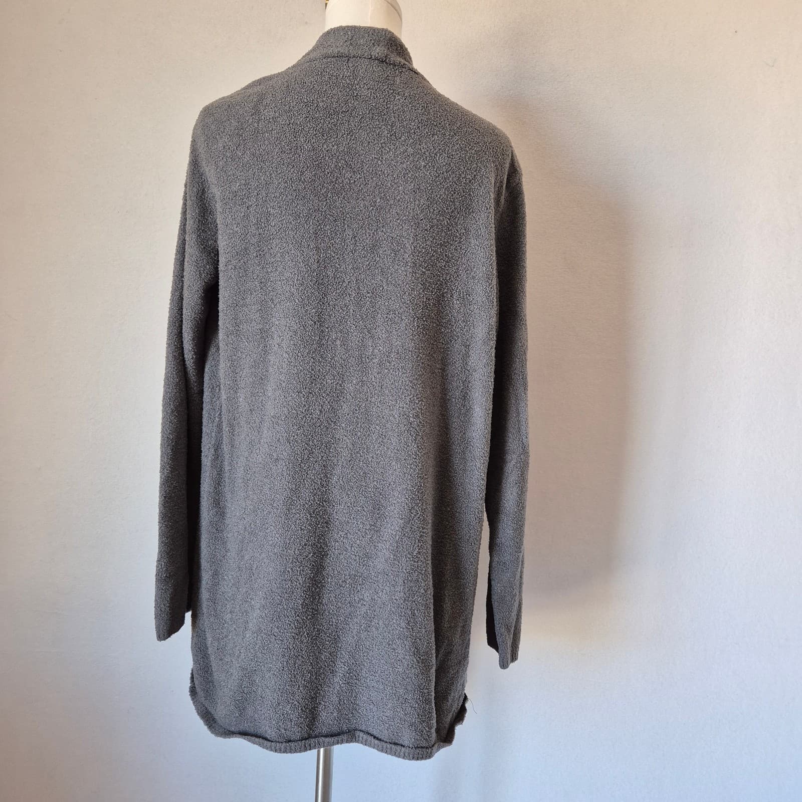Barefoot Dreams Bamboo Chic Lite Knit Drap Wrap Open Cardigan Dark Grey Sz.L/XL - Thumbnail 7