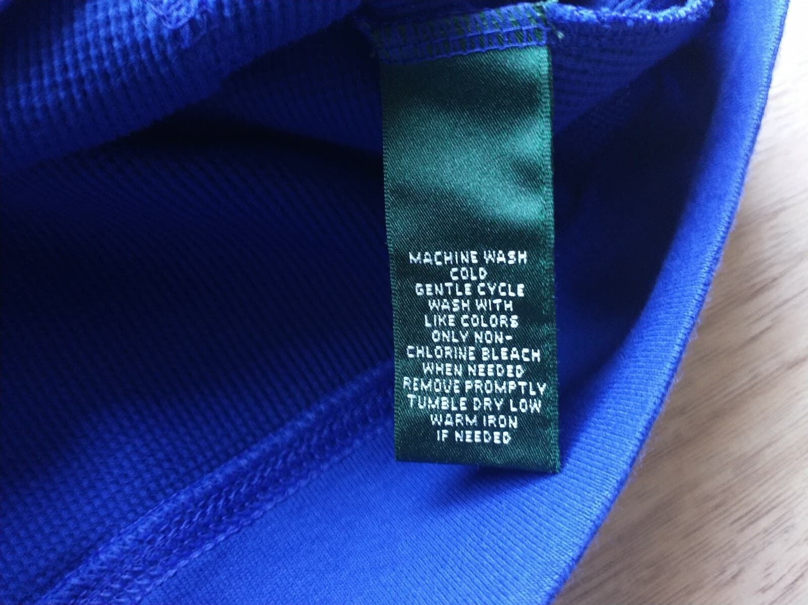 Lauren Ralph Lauren Cotton Ripped Knit Hoodie Sweatshirt Kangaroo Pocket Blue L - Thumbnail 9