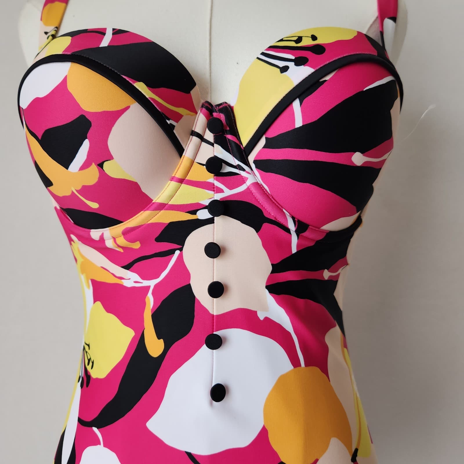 NWT TED BAKER Zayly Floral One Piece Swimsuit Underwire Sweetheartneck Sz.3 (8) - Thumbnail 4