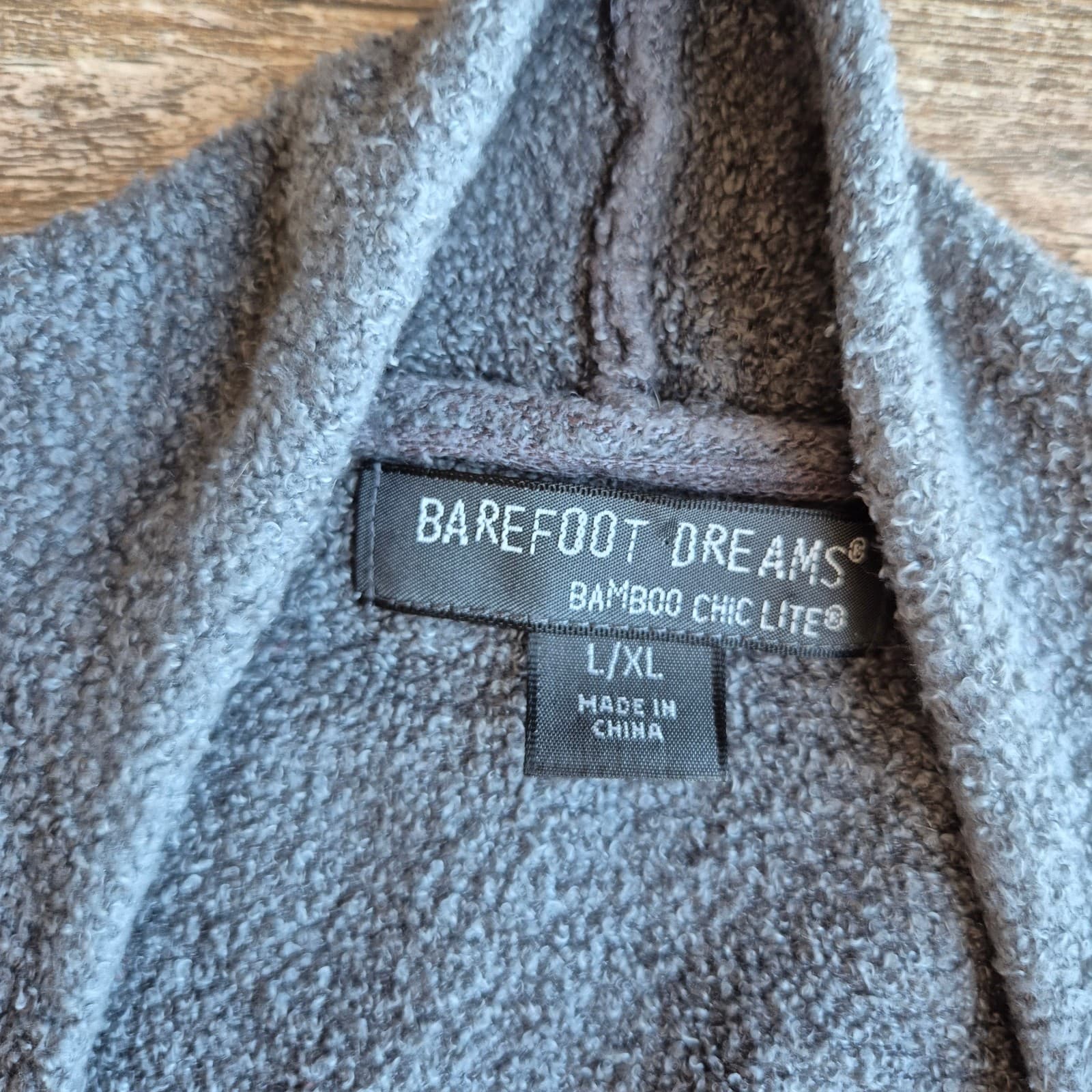 Barefoot Dreams Bamboo Chic Lite Knit Drap Wrap Open Cardigan Dark Grey Sz.L/XL - Thumbnail 8
