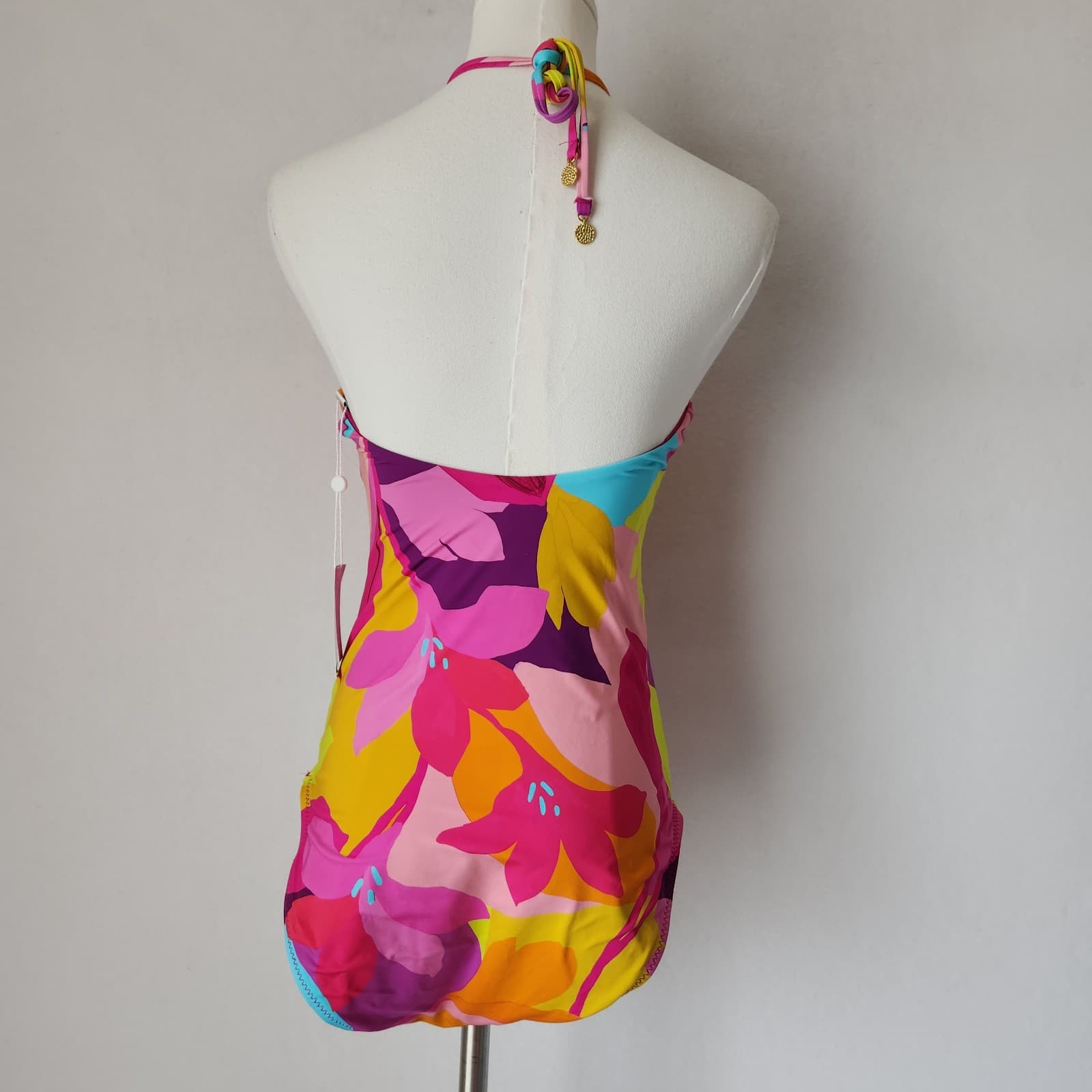 NWT TRINA TURK $172 Size 10 Lilleth Halter Plunge Multicolor One Piece Swimsuit - Thumbnail 7