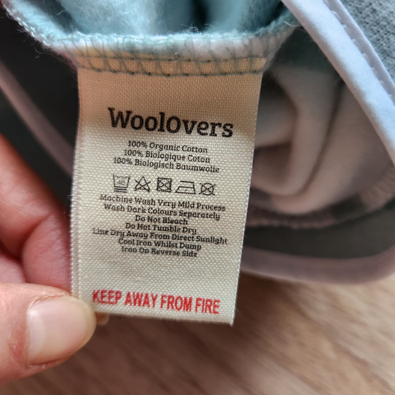 NWT WoolOvers Organic Cotton Half Zip Sweatshirt Mock Neck Duck Egg Stripe Sz.M - Thumbnail 12