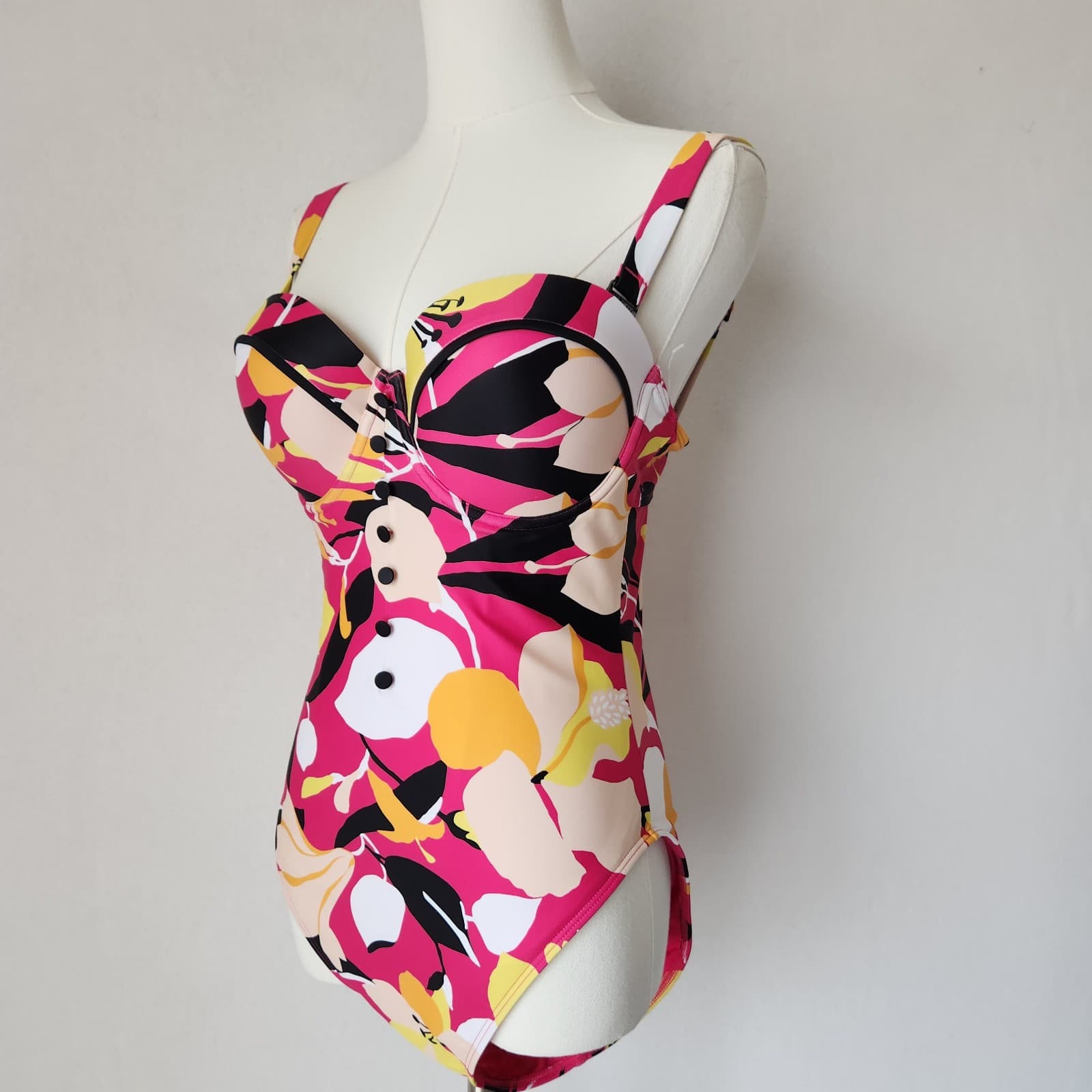 NWT TED BAKER Zayly Floral One Piece Swimsuit Underwire Sweetheartneck Sz.3 (8) - Thumbnail 2