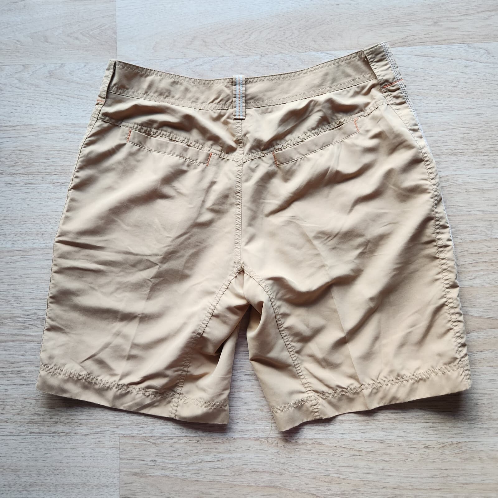 Vintage Crocs Chino Shorts Zip Pocket Polyester Sand Sz.36W Made in Hong Kong - Thumbnail 2