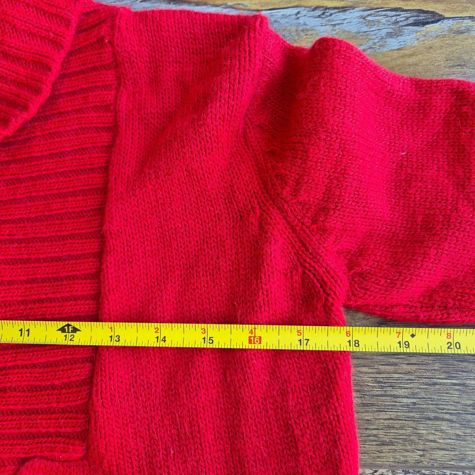 Alpaca Fina Made In Peru Shawl Neck Cardigan Snap Red Women's M (Bust 36") - Thumbnail 10