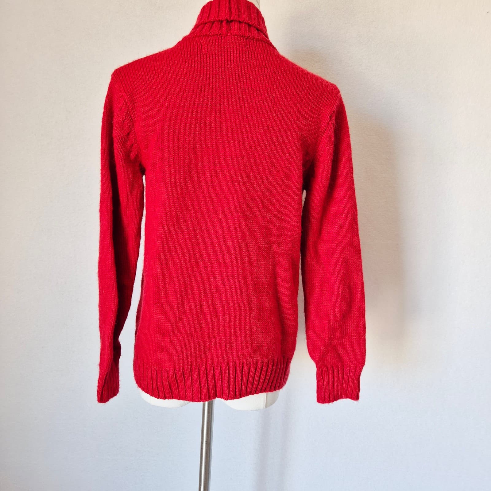 Alpaca Fina Made In Peru Shawl Neck Cardigan Snap Red Women's M (Bust 36") - Thumbnail 6