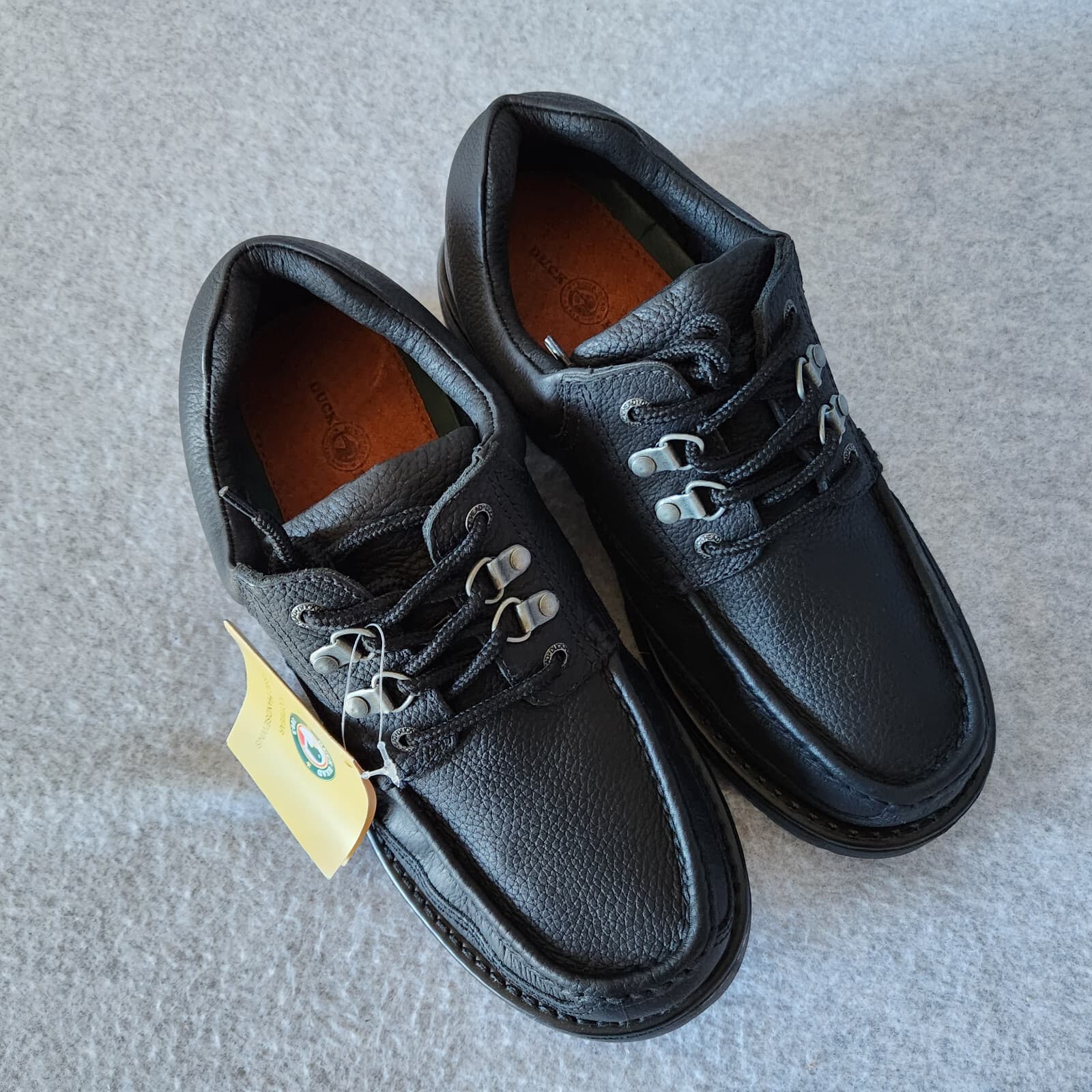 NWT Duck Head Logan Leather Comfort Shoe Handsewn Padded Lace-Up Black Men US9E4 - Thumbnail 3