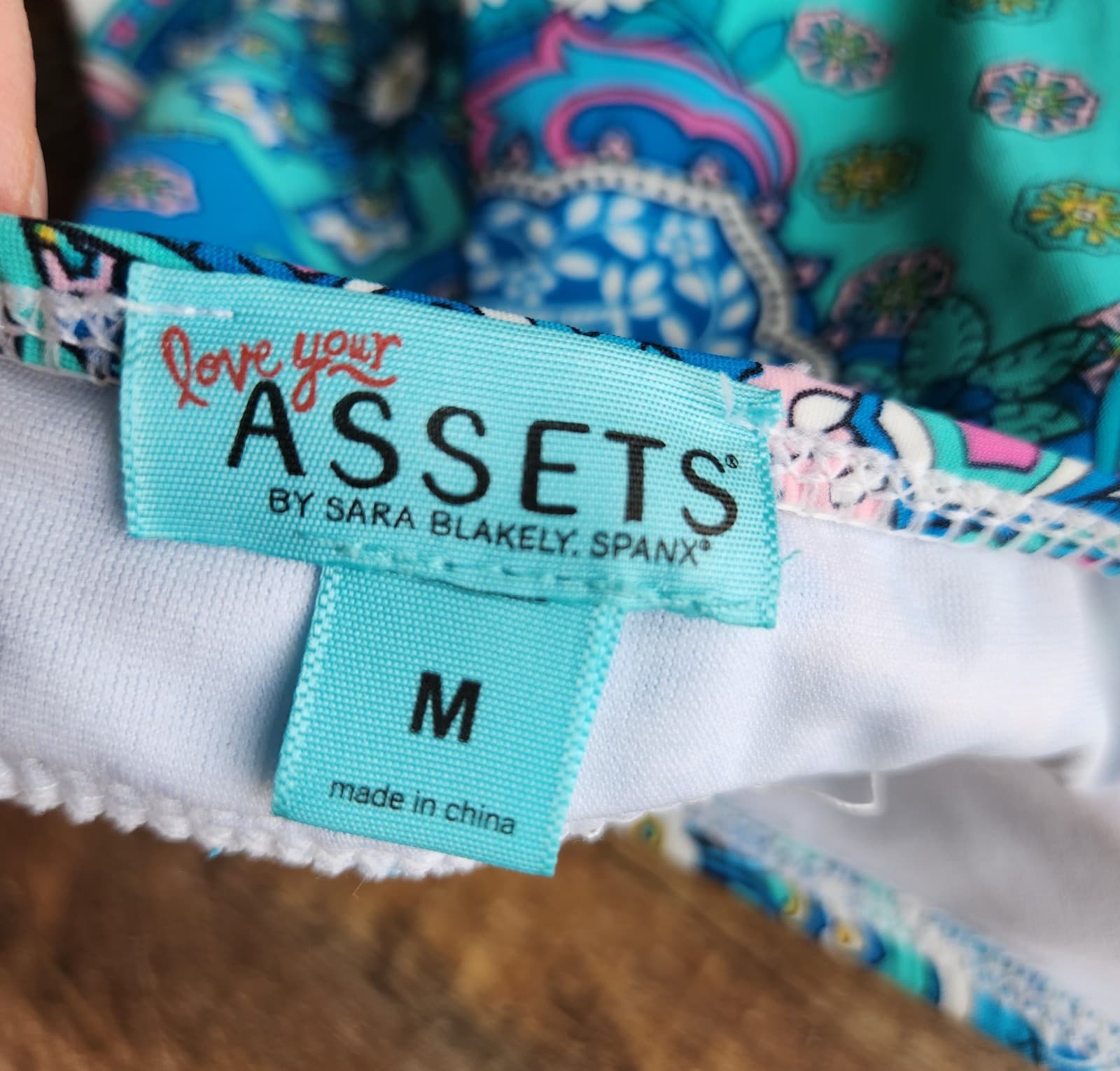Spanx Love You Assets Sara Blakely One Piece Slimming Swimsuit Paisley Blue Sz.M - Thumbnail 8