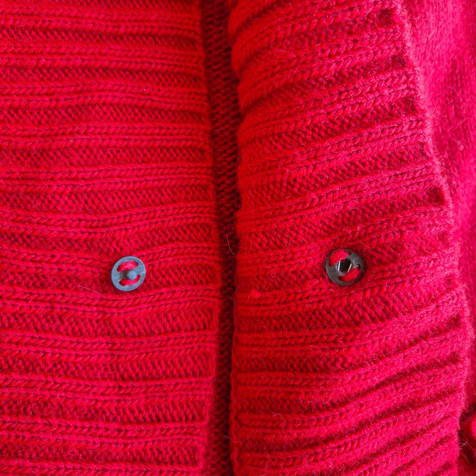 Alpaca Fina Made In Peru Shawl Neck Cardigan Snap Red Women's M (Bust 36") - Thumbnail 7