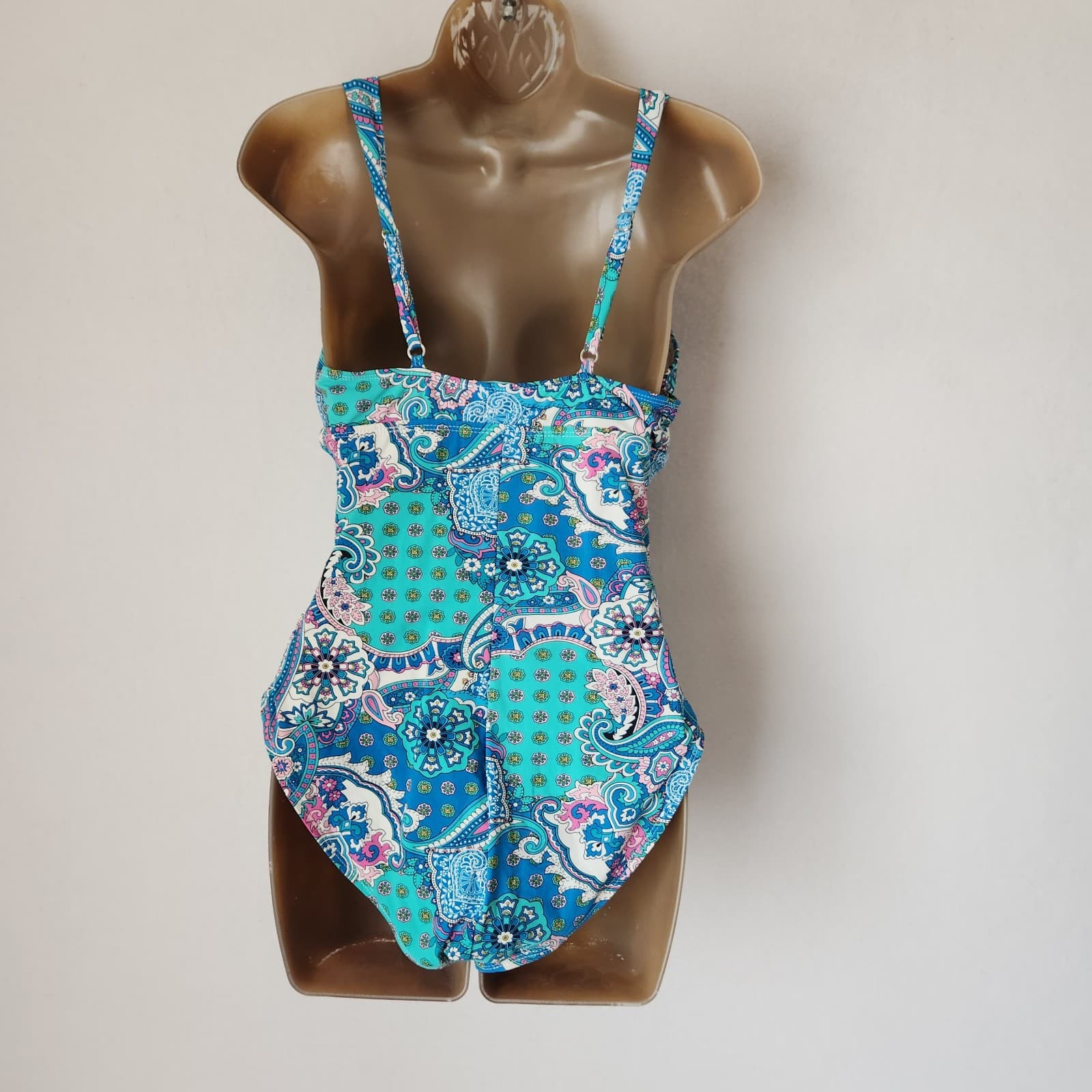 Spanx Love You Assets Sara Blakely One Piece Slimming Swimsuit Paisley Blue Sz.M - Thumbnail 3