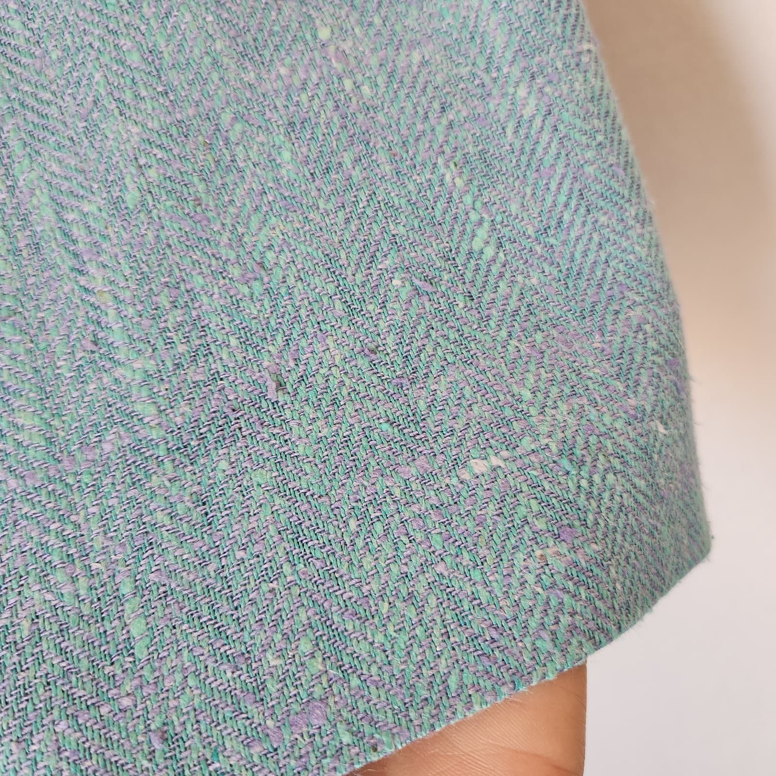 Vintage Burberry Made in USA Silk Linen Pencil Skirt Zip Atomic Fleck Blue Sz.10 - Thumbnail 3