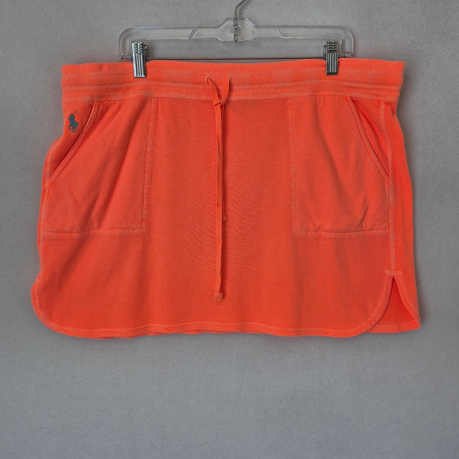 Polo Ralph Lauren Pony Terry Knit Beach Mini Skirt Pocket Cotton Orange Women XL - Thumbnail 2