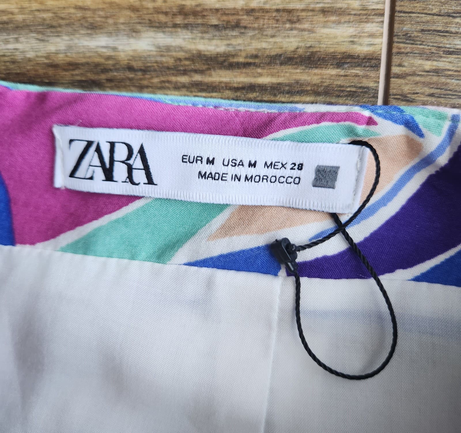 Zara Ruffle Pleated Mini Skirt Lined Multicolor Geo-Printed Viscose Women's M - Thumbnail 9