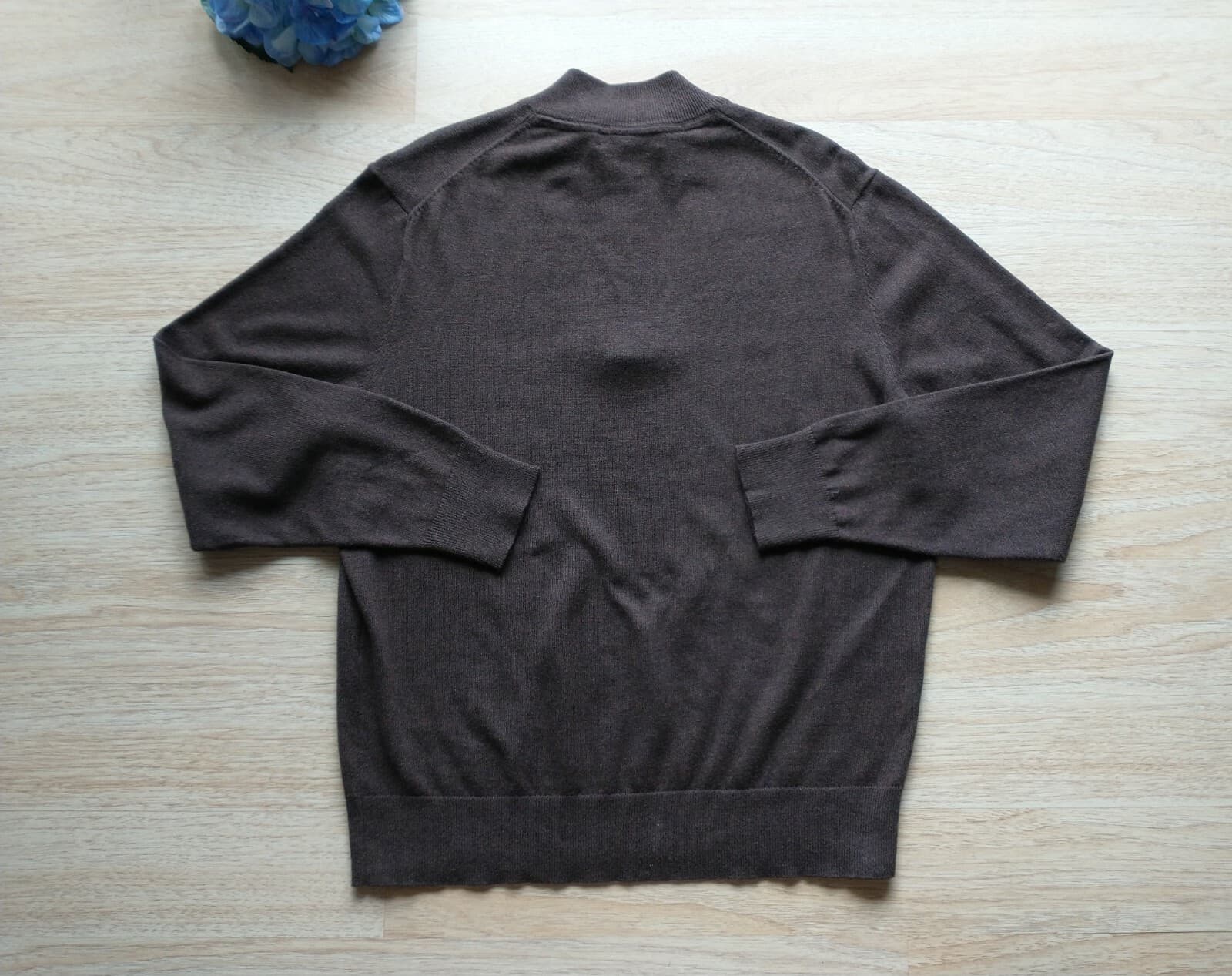 Daniel Cremieux Pima Cotton Cashmere Sweater Pullover 1/4 Zip Brown Men Sz.L - Thumbnail 4