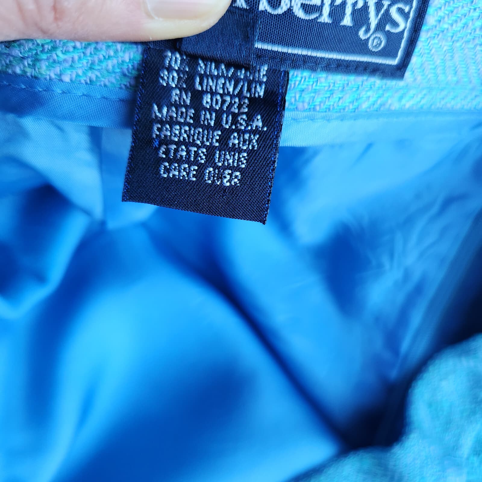 Vintage Burberry Made in USA Silk Linen Pencil Skirt Zip Atomic Fleck Blue Sz.10 - Thumbnail 7