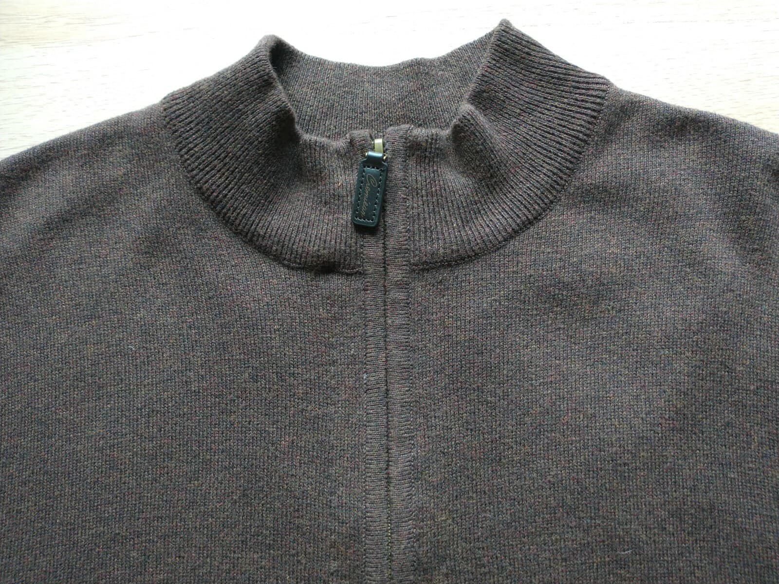 Daniel Cremieux Pima Cotton Cashmere Sweater Pullover 1/4 Zip Brown Men Sz.L - Thumbnail 3