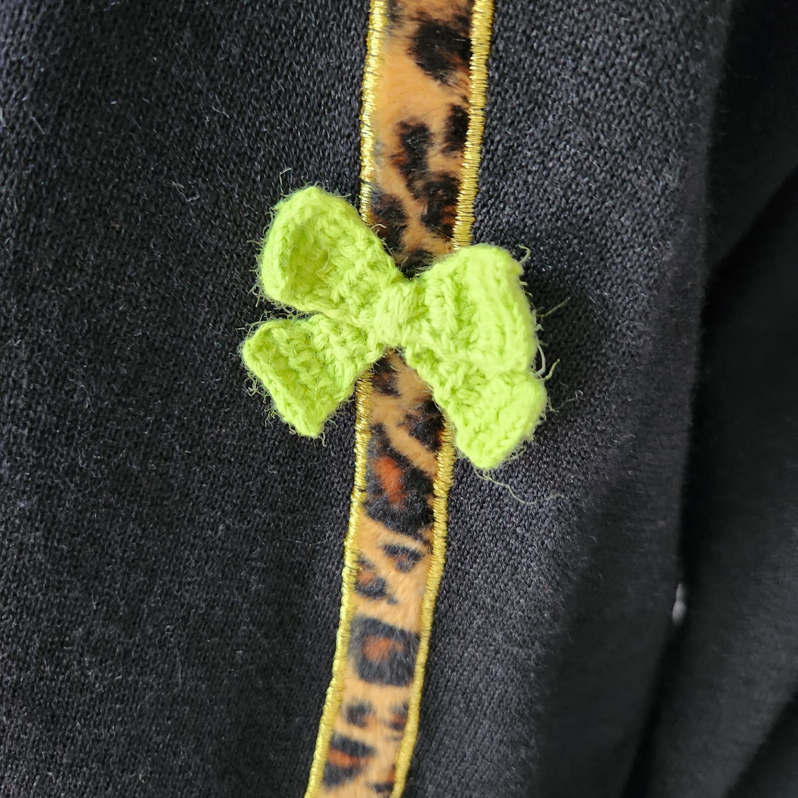 EUC Vintage Berek Cats Embroidered Ramie Blend Cardigan Button Black Women's L - Thumbnail 6