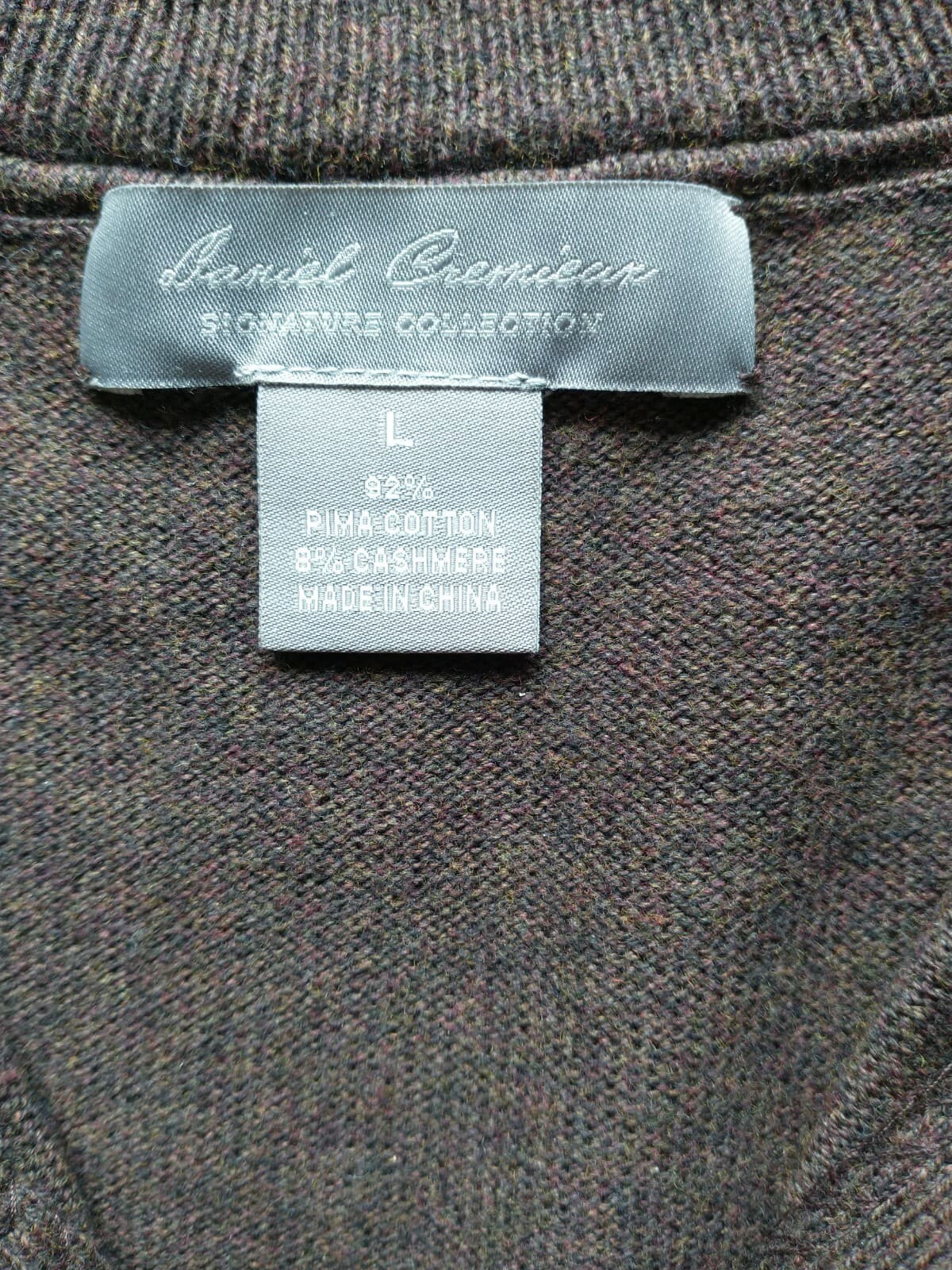 Daniel Cremieux Pima Cotton Cashmere Sweater Pullover 1/4 Zip Brown Men Sz.L - Thumbnail 5