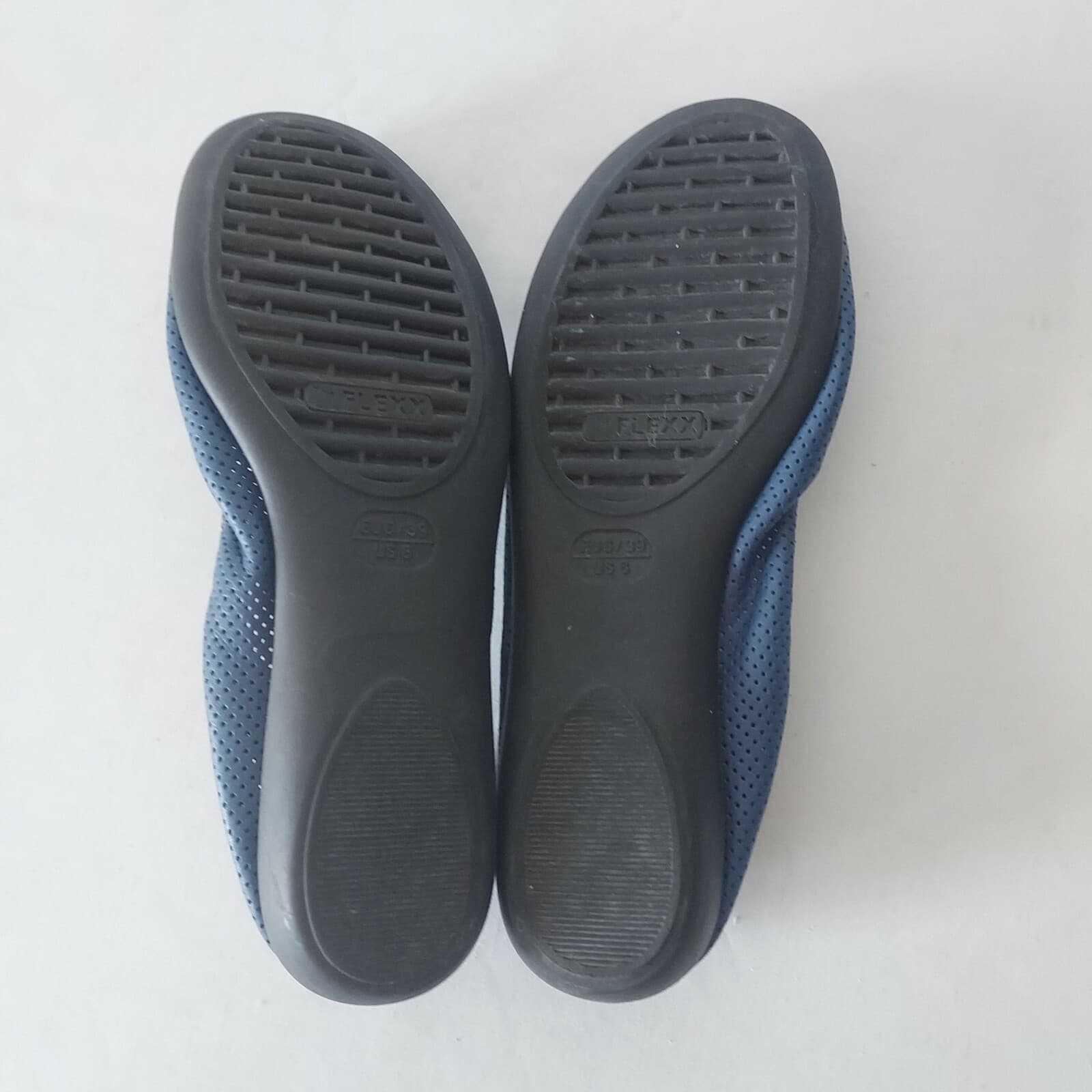 The FLEXX Leather Perforated Ballet Flat Slide On Bow Blue Women US8 EU39 - Thumbnail 7