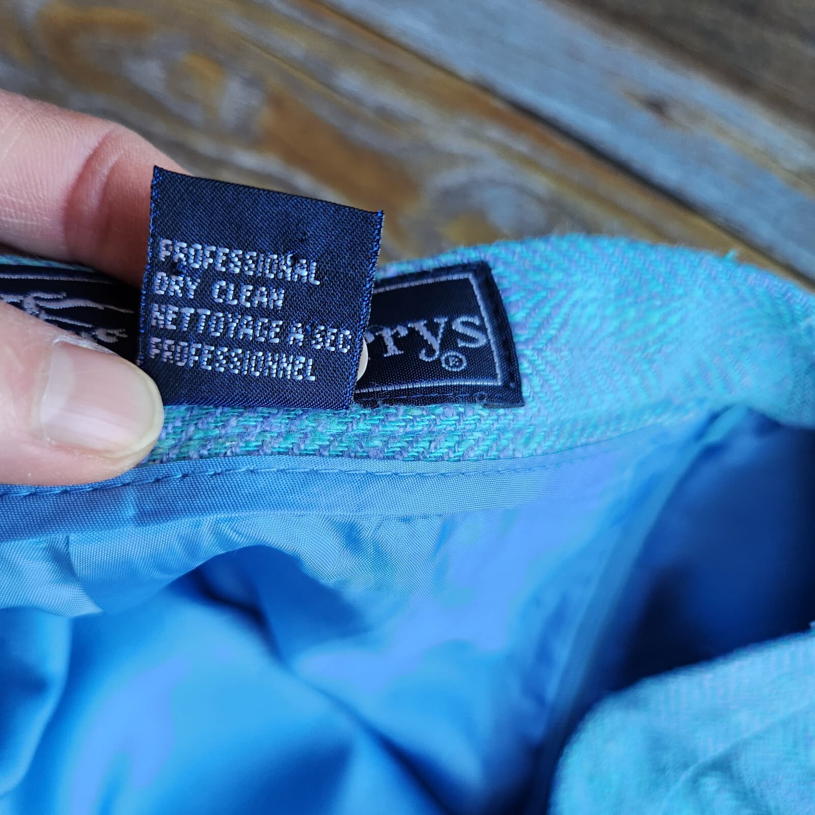 Vintage Burberry Made in USA Silk Linen Pencil Skirt Zip Atomic Fleck Blue Sz.10 - Thumbnail 8