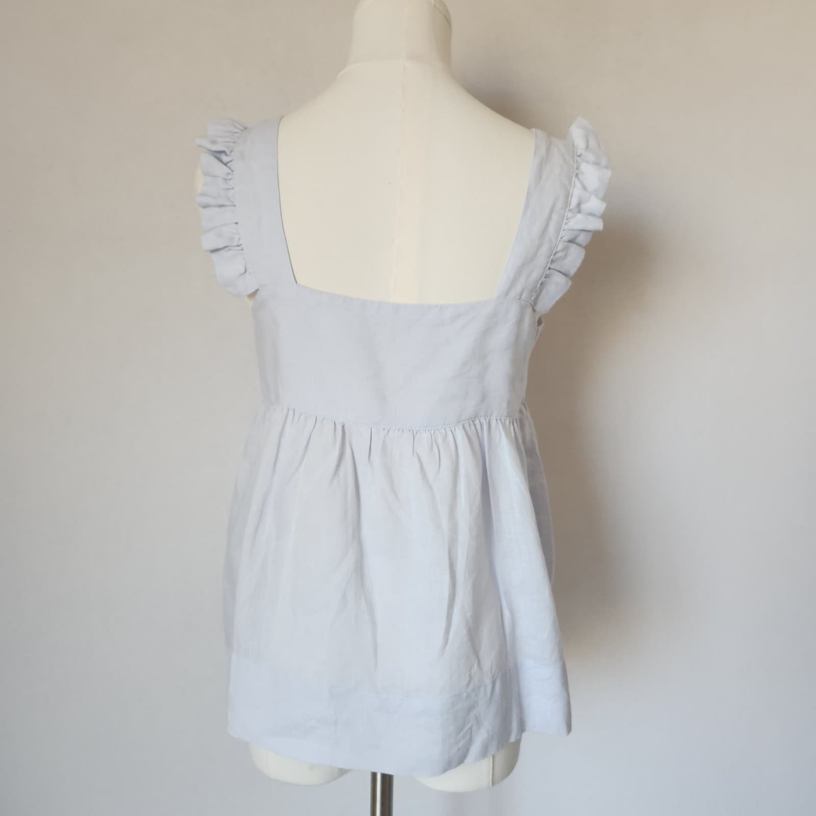 NWoT Homebodii Rebecca Linen Camisole & Shorts Pajama Set In Eggshell Blue Sz.XS - Thumbnail 5