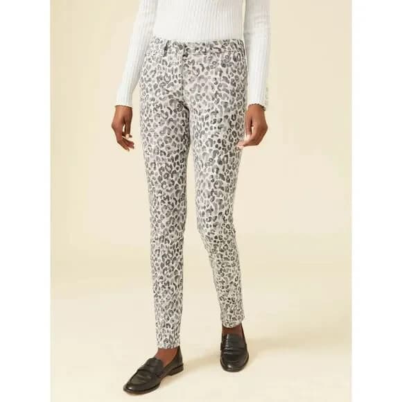 J. Mclaughlin Lexi Jeans Petit Watercolor Cheetah Skinny Stretch Light Grey Sz.4 - Thumbnail 2