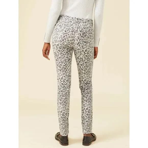 J. Mclaughlin Lexi Jeans Petit Watercolor Cheetah Skinny Stretch Light Grey Sz.4 - Thumbnail 7