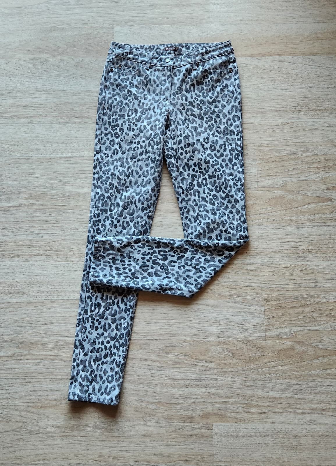J. Mclaughlin Lexi Jeans Petit Watercolor Cheetah Skinny Stretch Light Grey Sz.4