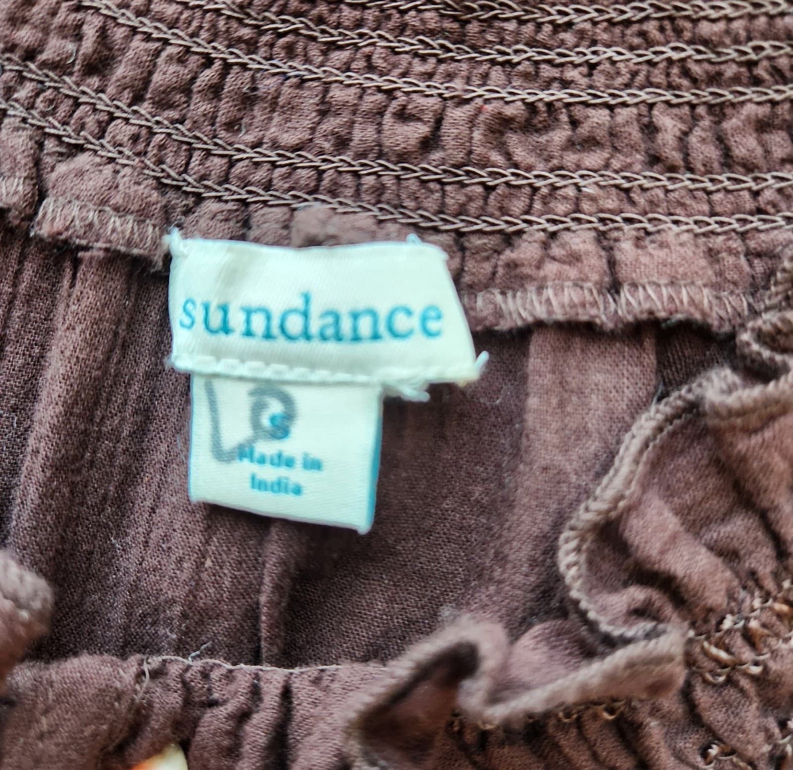 Sundance Amora Blooms Bird Floral Embroidered Boho Top Tassel Cotton Brown Sz.S - Thumbnail 9
