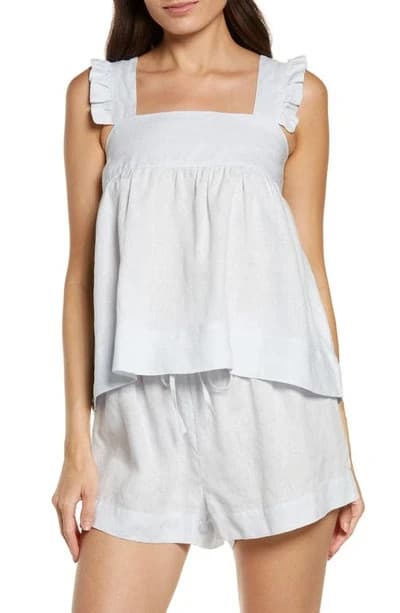 NWoT Homebodii Rebecca Linen Camisole & Shorts Pajama Set In Eggshell Blue Sz.XS - Thumbnail 2