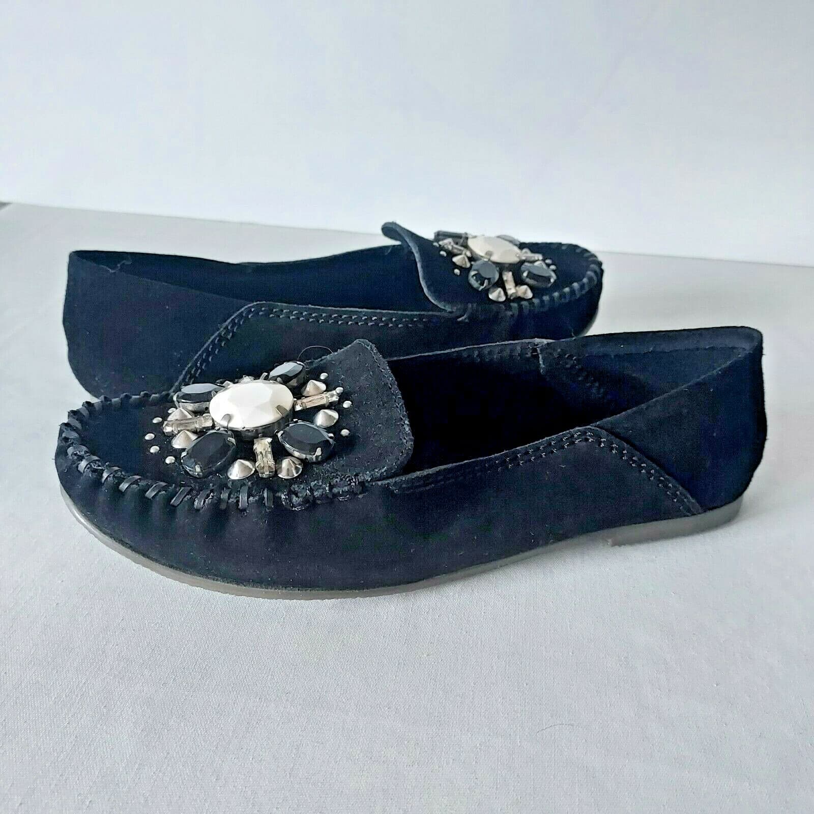 NWoB Free People Black Suede Crystal Embellished Loafer Flat Slip On Women EU39 - Thumbnail 3