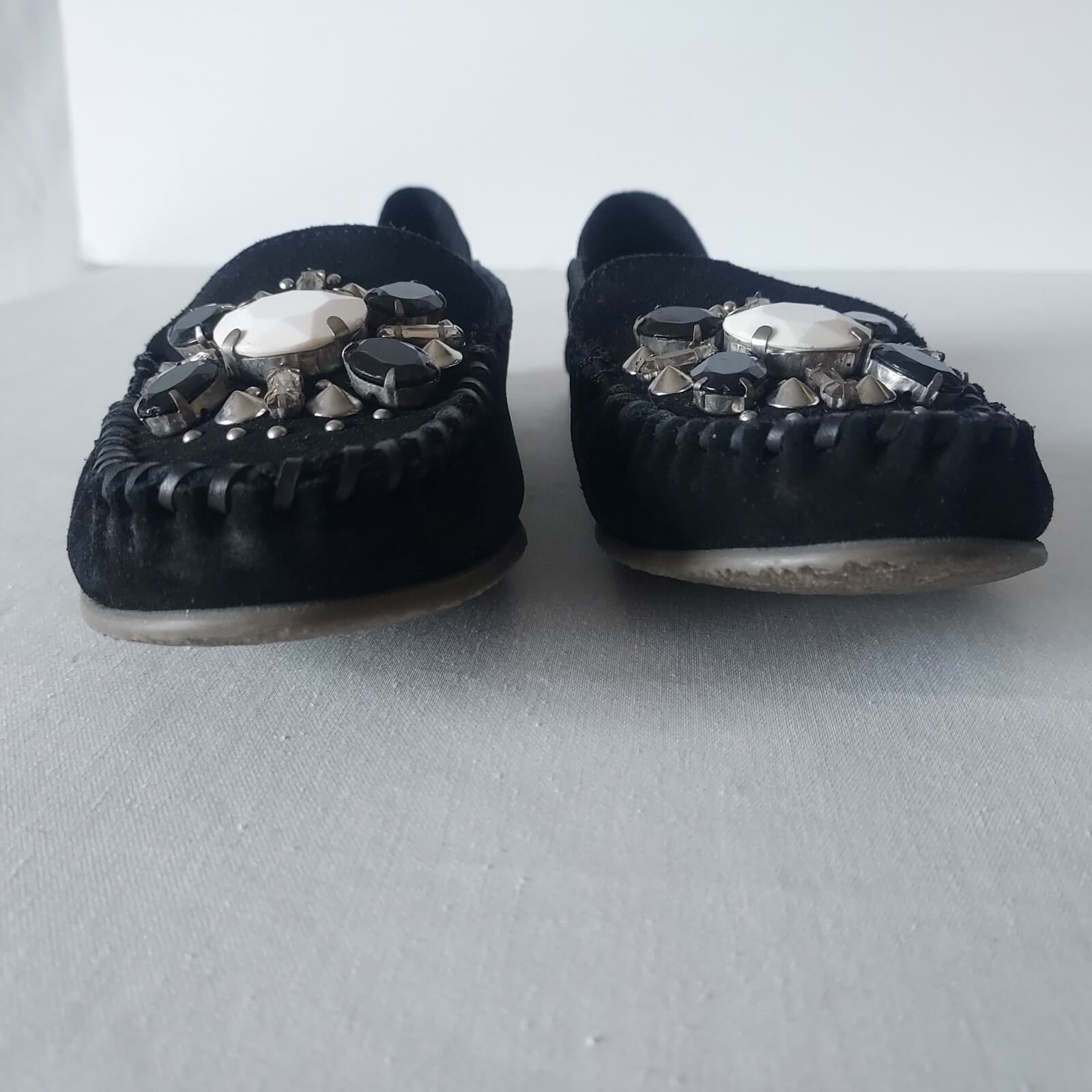 NWoB Free People Black Suede Crystal Embellished Loafer Flat Slip On Women EU39 - Thumbnail 9
