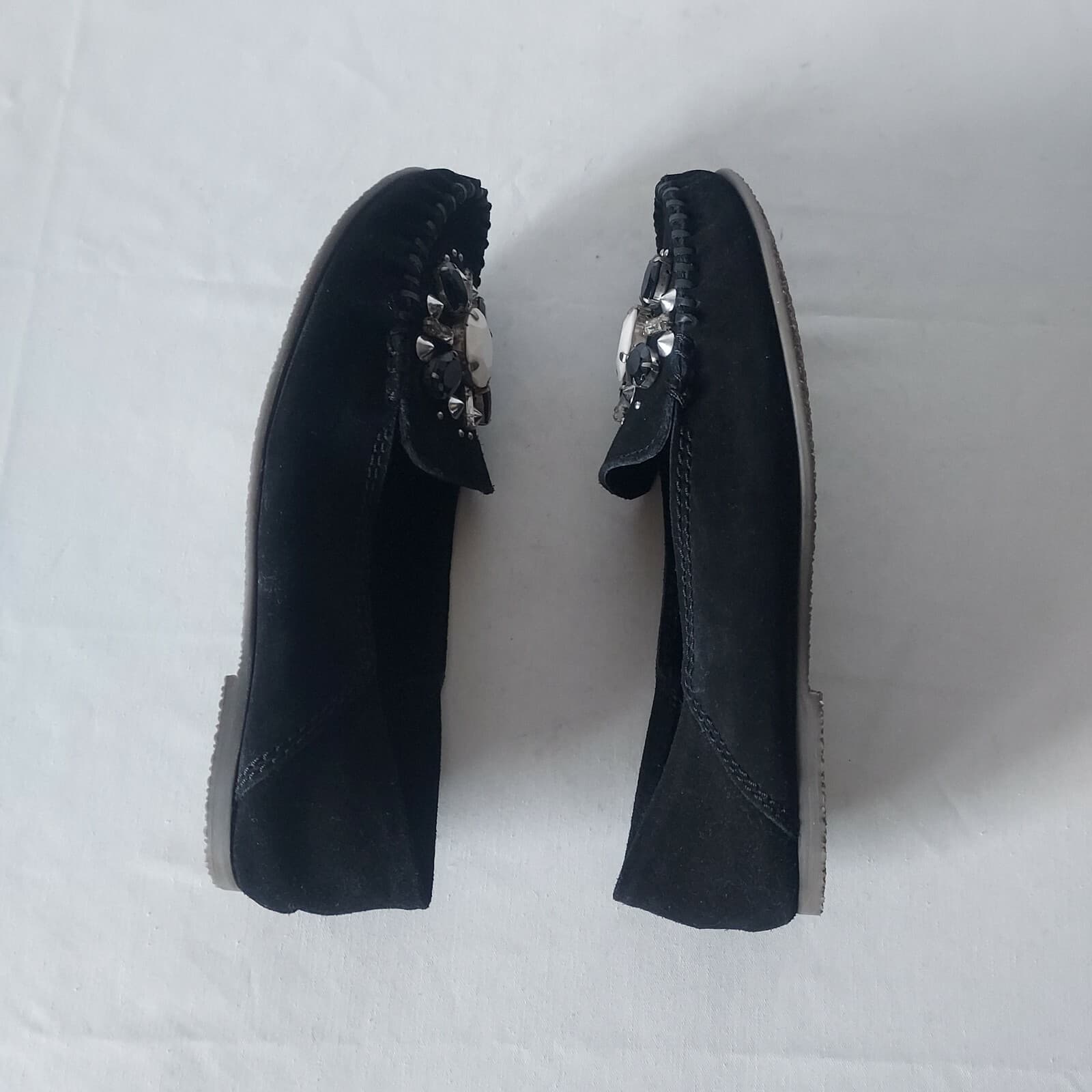 NWoB Free People Black Suede Crystal Embellished Loafer Flat Slip On Women EU39 - Thumbnail 4