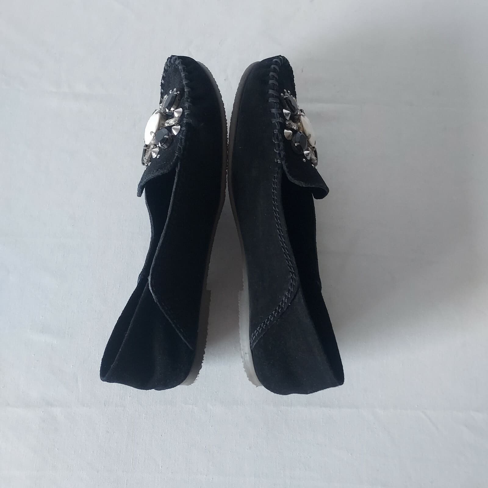 NWoB Free People Black Suede Crystal Embellished Loafer Flat Slip On Women EU39 - Thumbnail 5