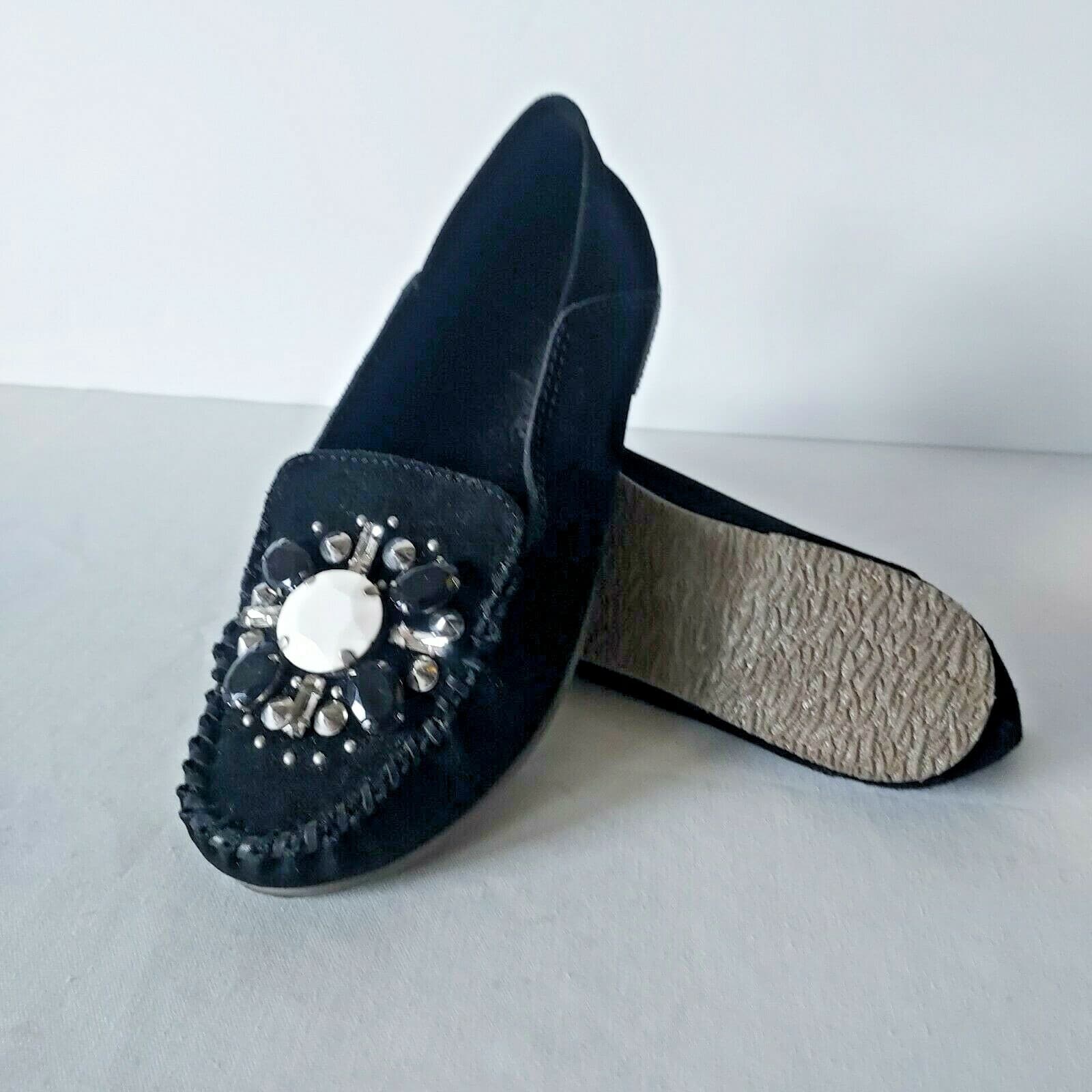 NWoB Free People Black Suede Crystal Embellished Loafer Flat Slip On Women EU39 - Thumbnail 2
