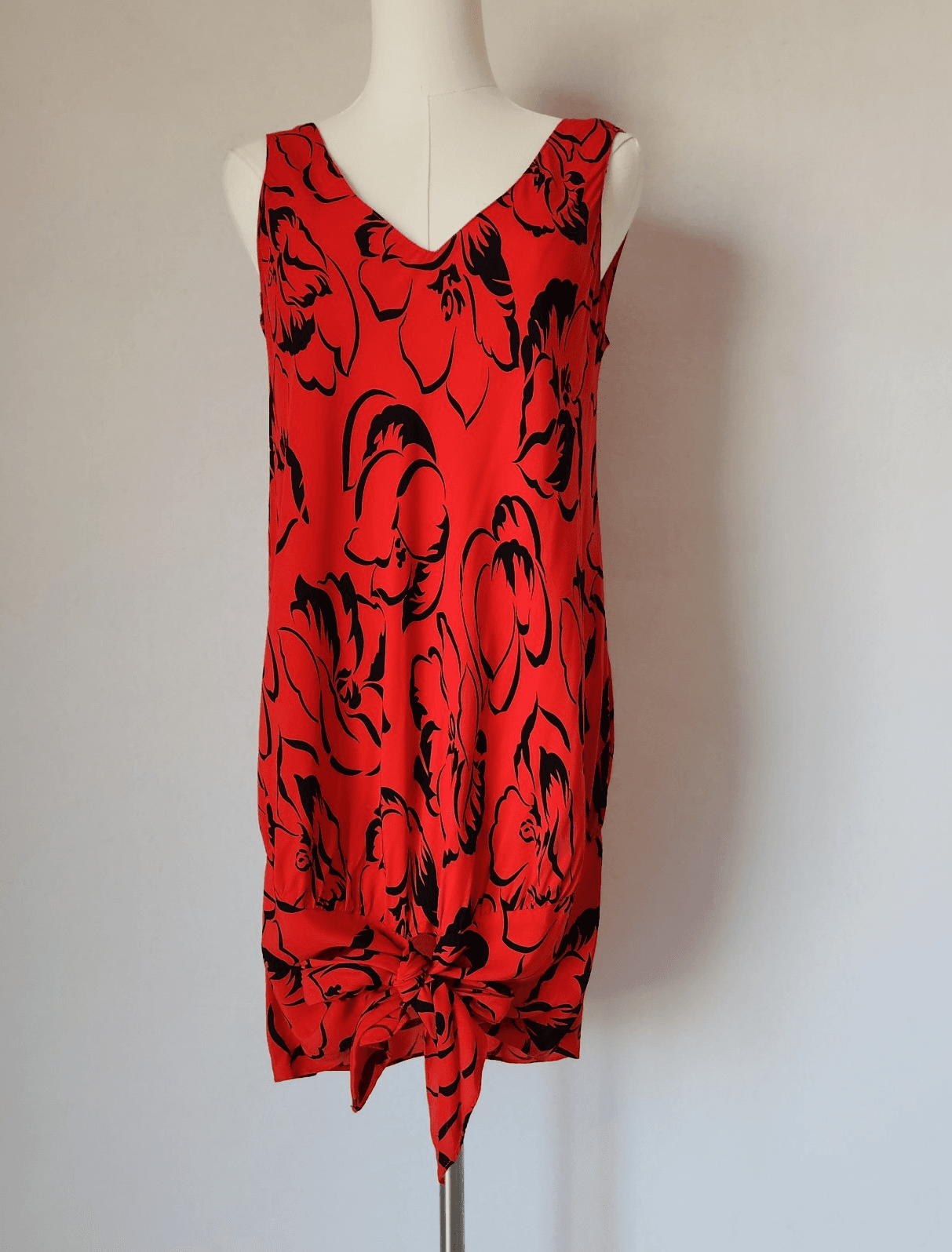 Vintage Carole Little For Saint Tropez West Mini Dress Floral Red Black Sz.10 - Thumbnail 2