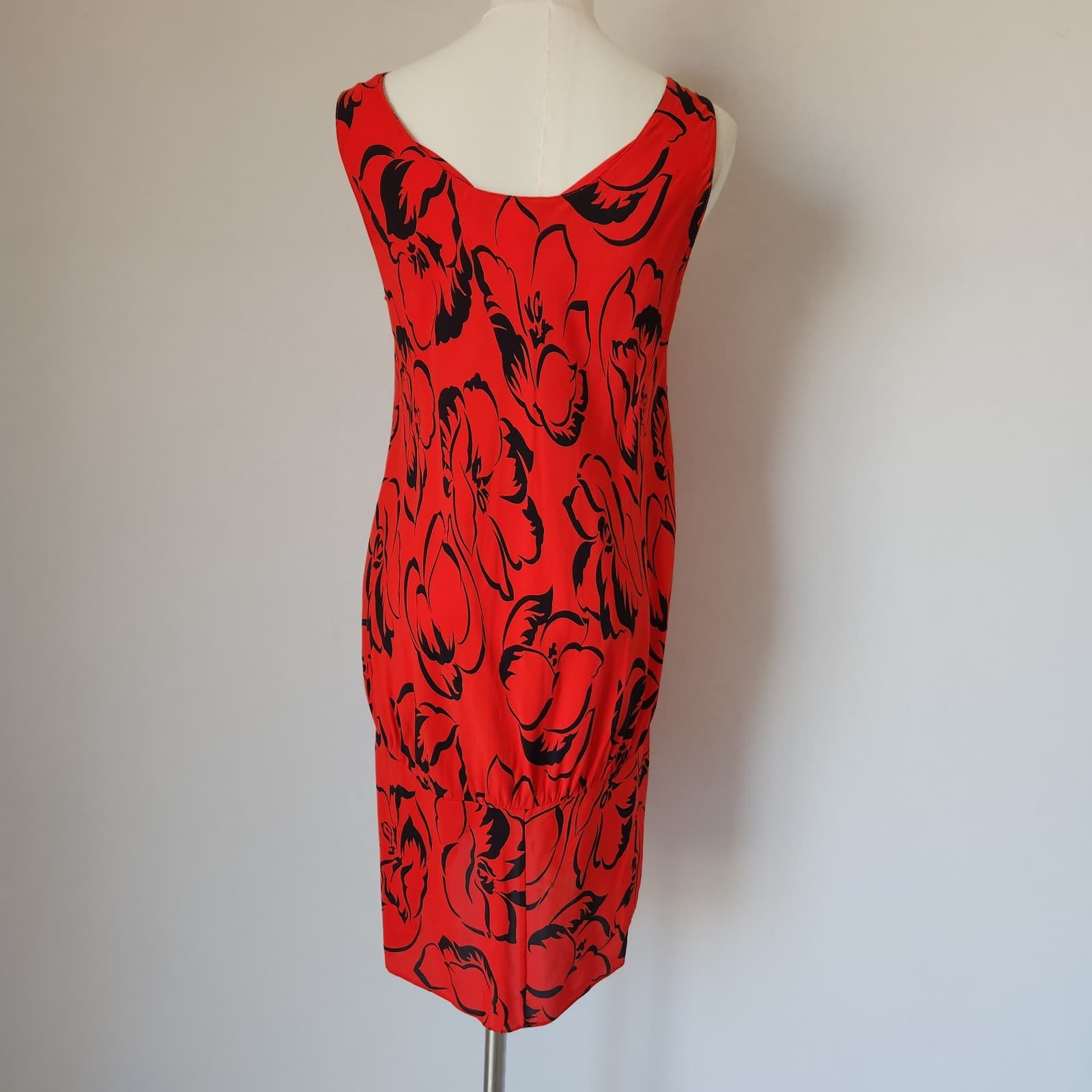 Vintage Carole Little For Saint Tropez West Mini Dress Floral Red Black Sz.10 - Thumbnail 3