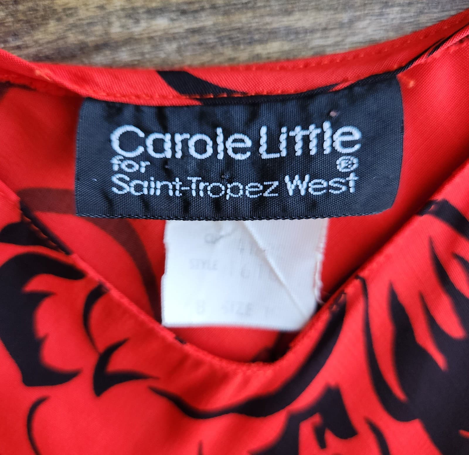 Vintage Carole Little For Saint Tropez West Mini Dress Floral Red Black Sz.10 - Thumbnail 5