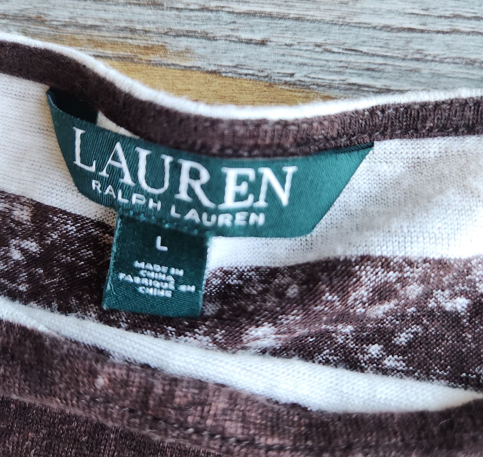 Lauren Ralph Lauren 100% Linen Aztec Blouse Dropshoulder Knit Brown Beige Sz.L - Thumbnail 7