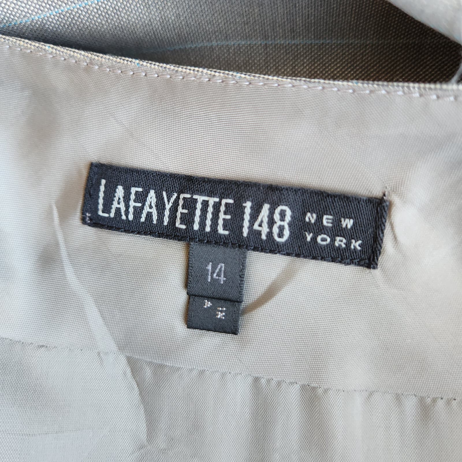 Lafayette 148 Wool Silk Work Career A-Line Skirt Front Slit Pin Stripe Grey 14 - Thumbnail 6