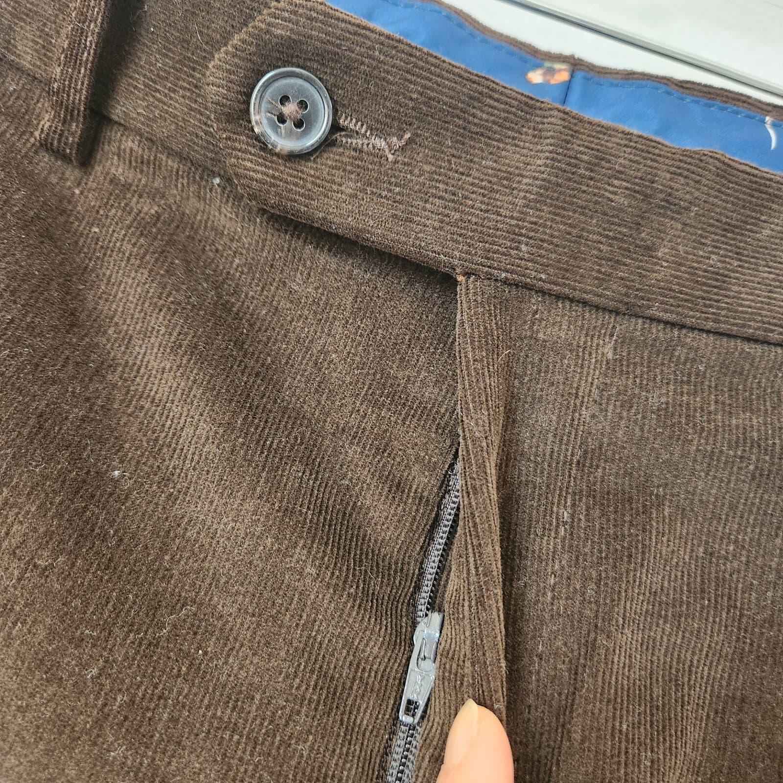 Lauren Ralph Lauren Corduroy Straight Leg Dress Pants Zip Pocket Brown Men's 33 - Thumbnail 3