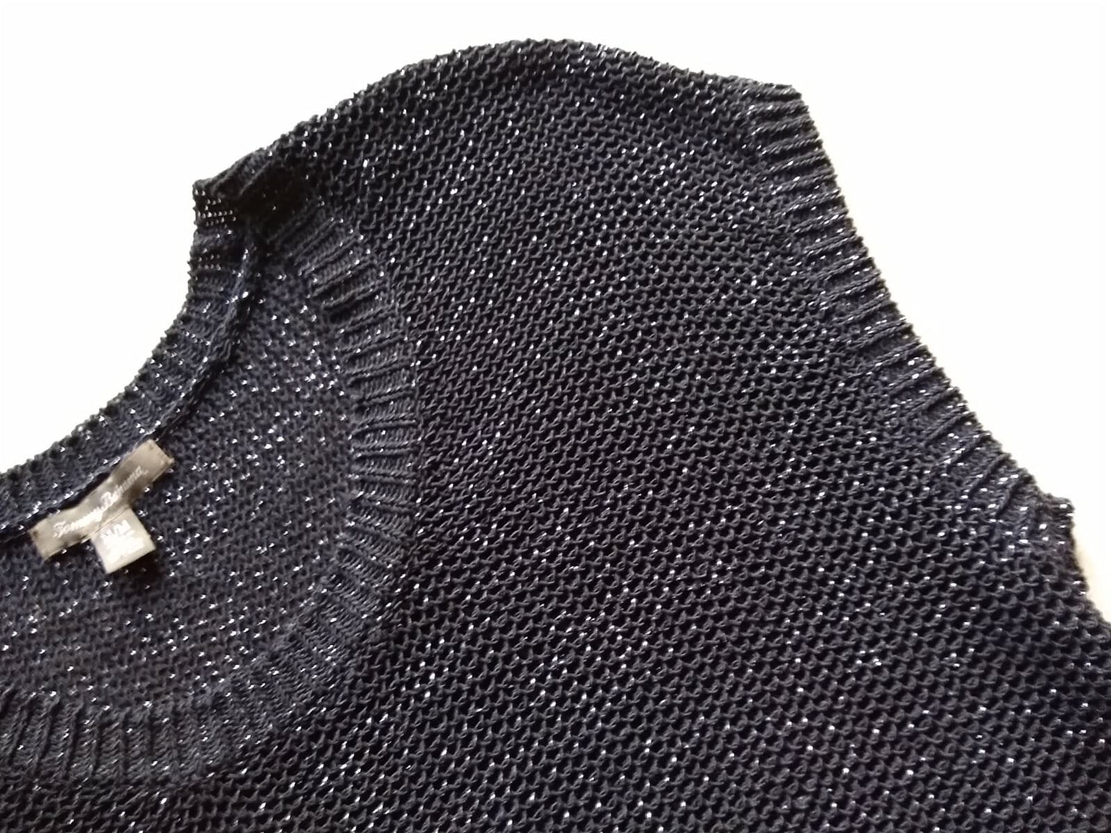 Tommy Bahama Cotton Blend Chunky Knit Top Blouse Sleeveless Black Metallic Sz.M - Thumbnail 6
