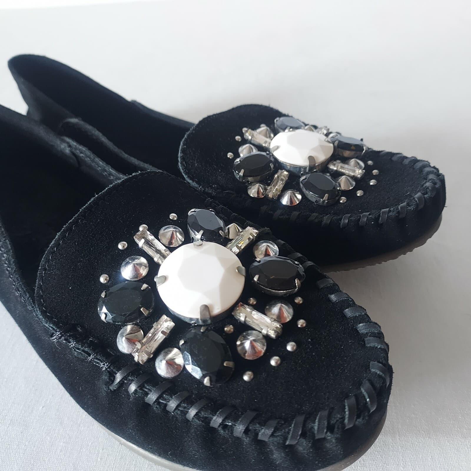 NWoB Free People Black Suede Crystal Embellished Loafer Flat Slip On Women EU39 - Thumbnail 11