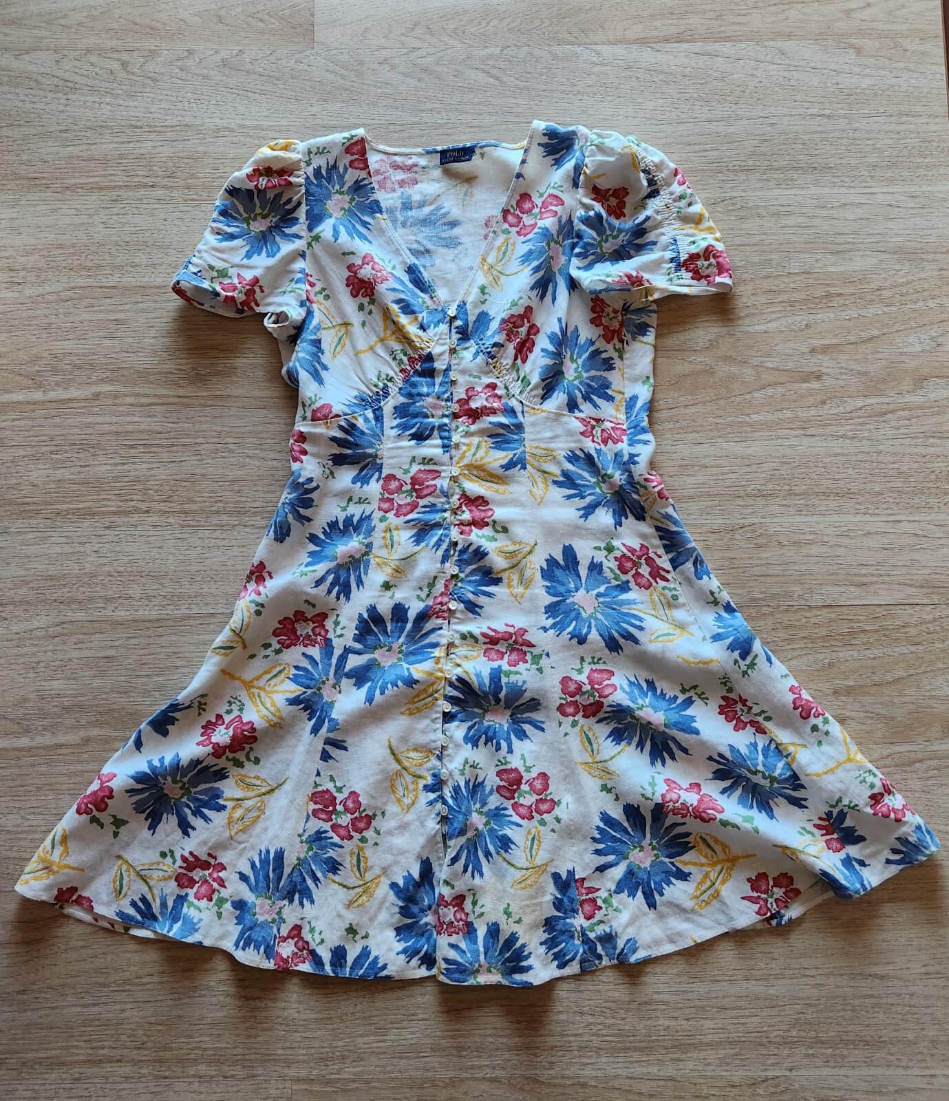 Polo Ralph Lauren Tulum Floral Button-Front Linen Mini Dress White Bust Bust 40" - Thumbnail 12