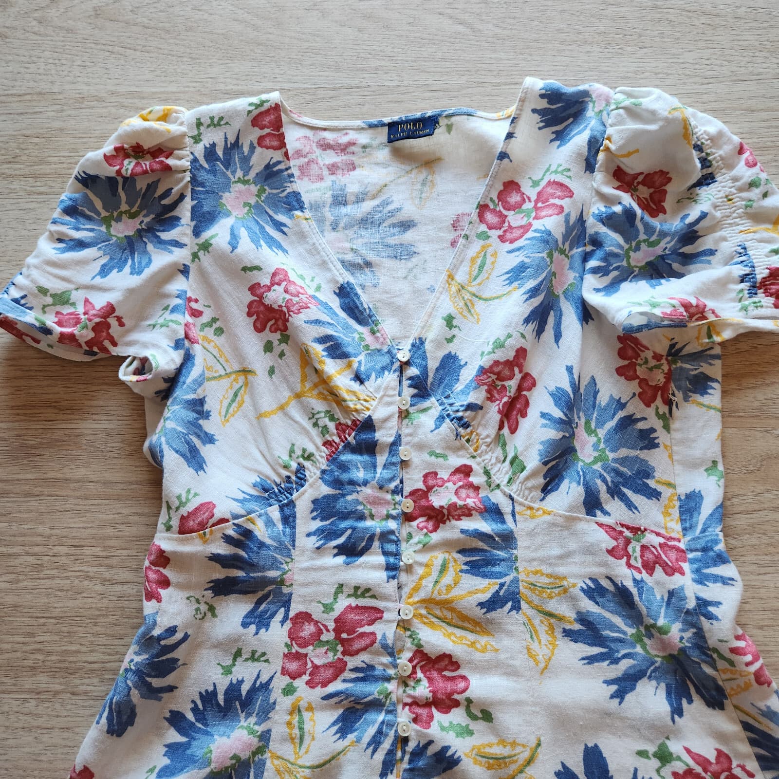 Polo Ralph Lauren Tulum Floral Button-Front Linen Mini Dress White Bust Bust 40" - Thumbnail 13