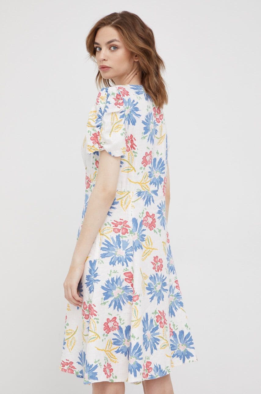 Polo Ralph Lauren Tulum Floral Button-Front Linen Mini Dress White Bust Bust 40" - Thumbnail 9