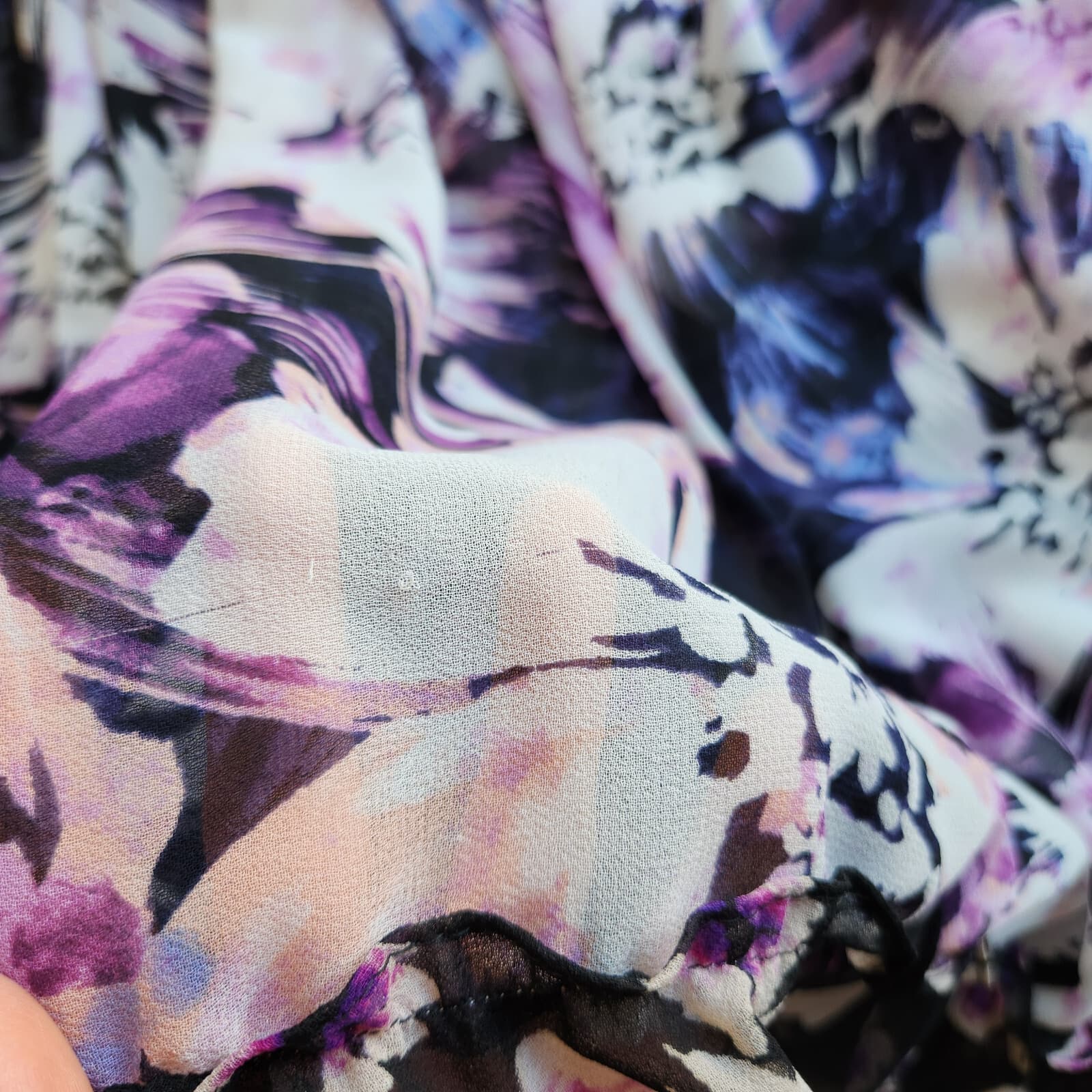 MISA Los Angeles Nati Floral Chiffon Tiered Midi Sun Dress Tie-Strap Purple XS - Thumbnail 18