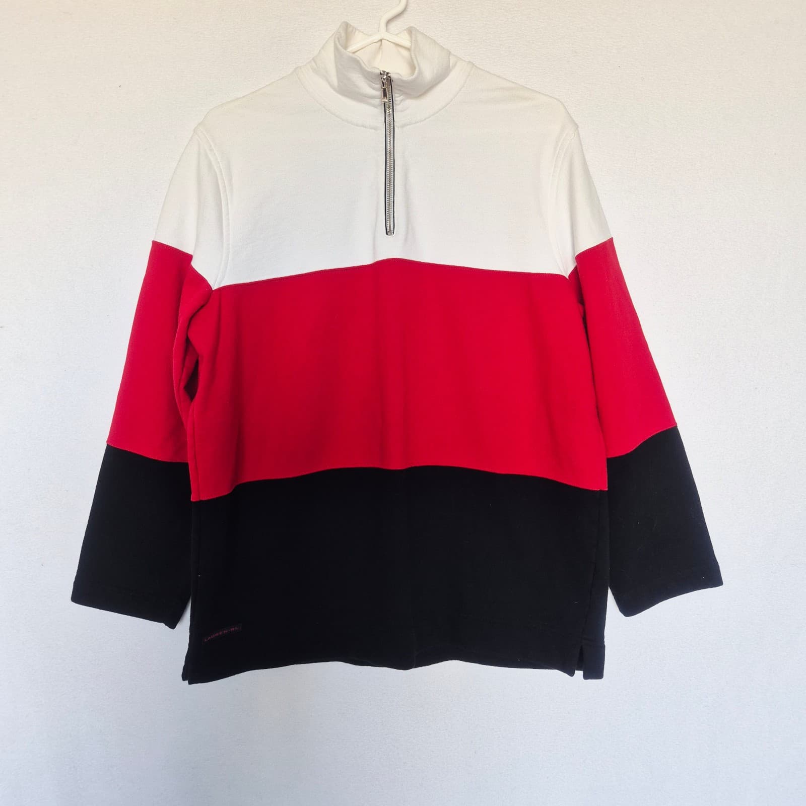 Vintage Lauren Jeans Co. Ralph Lauren Colorblock Terry 1/4 Zip Sweatshirt Men XL - Thumbnail 2