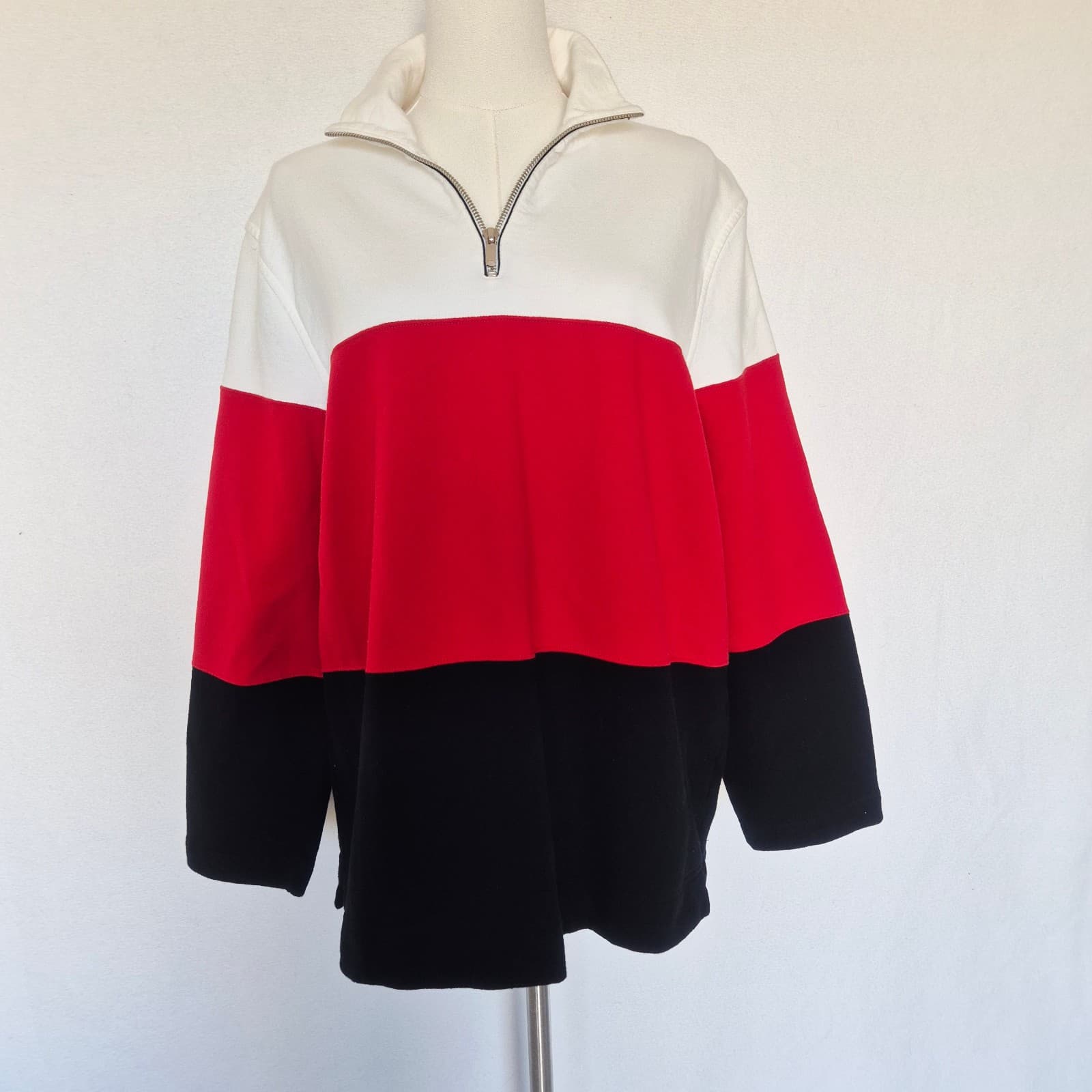 Vintage Lauren Jeans Co. Ralph Lauren Colorblock Terry 1/4 Zip Sweatshirt Men XL - Thumbnail 4