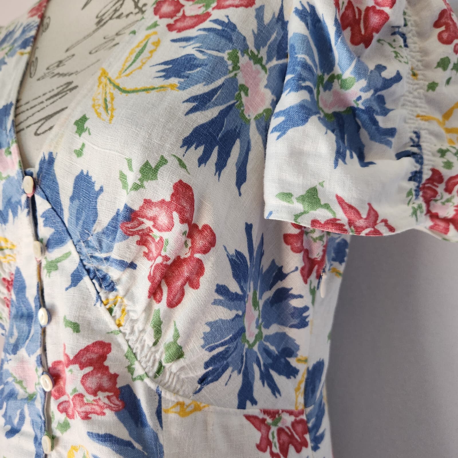 Polo Ralph Lauren Tulum Floral Button-Front Linen Mini Dress White Bust Bust 40" - Thumbnail 6